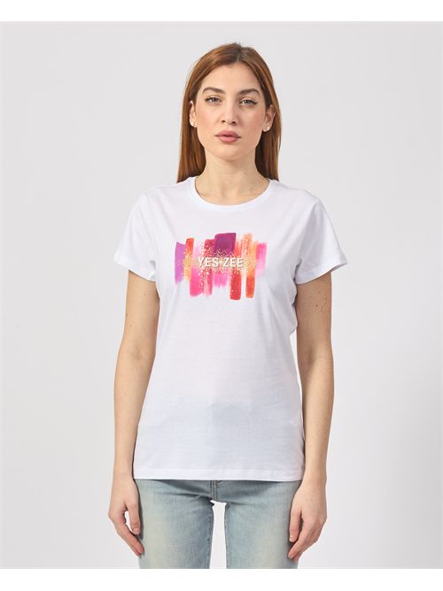 T-shirt donna Yes Zee in cotone con stampa YES ZEE | T222-T9010101